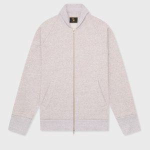 Ovo Speckle Fleece Full-Zip Cardigan Oatmeal